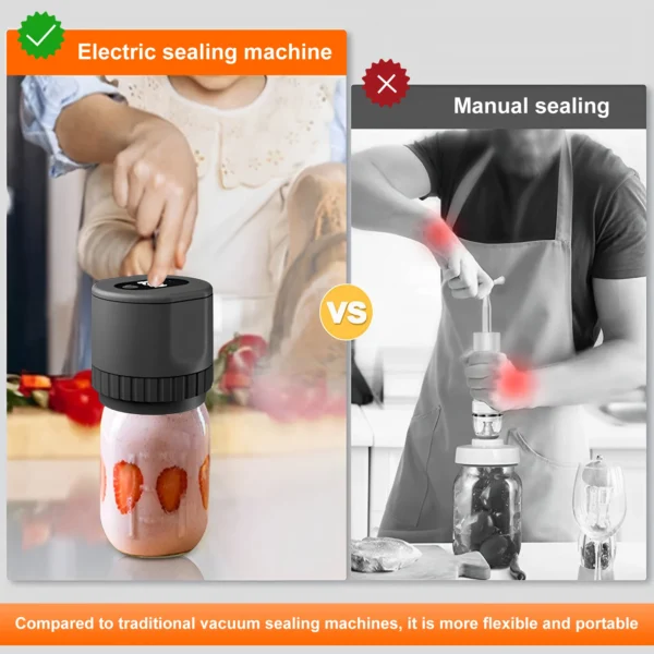Can Vacuum Sealer Electric Mason Jar Sealer Machine Food Storage Sealing for Fermentation Portabe Cordless Strong Suction Sealer - Image 6