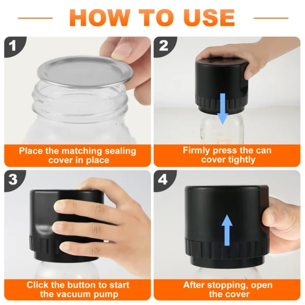 Can Vacuum Sealer Electric Mason Jar Sealer Machine Food Storage Sealing for Fermentation Portabe Cordless Strong Suction Sealer - Image 3