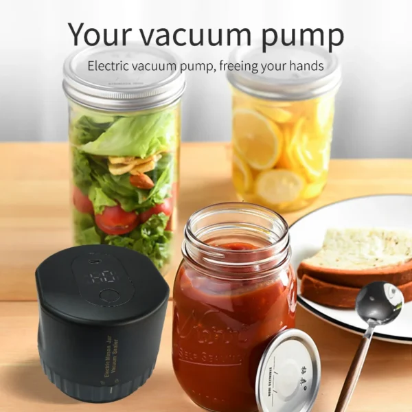 Kit de scellage sous vide électrique Mason Jar, ensemble de scellant automatique sans fil pour le stockage des aliments, outils de cuisine de fermentation, livraison directe - Image 3