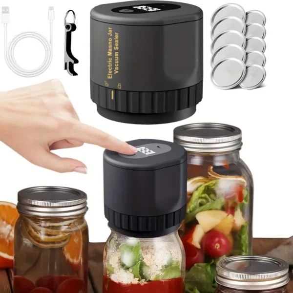 Kit de scellage sous vide électrique Mason Jar, ensemble de scellant automatique sans fil pour le stockage des aliments, outils de cuisine de fermentation, livraison directe
