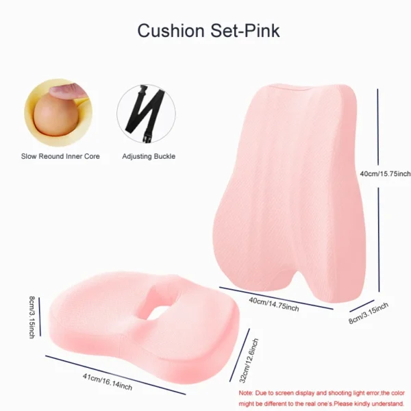 Memory Foam Seat Cushion Waist Back Support Pillow Set Orthopedic Ergonomic Coccyx Relief Hip Lumbar Pad for Office Chair Car - Image 12